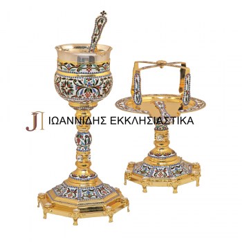 Δισκοπότηρο Σετ Σμάλτο Εξάγωνο 1 Lt 